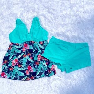 2 Piece Swimsuit With Swim Shorts